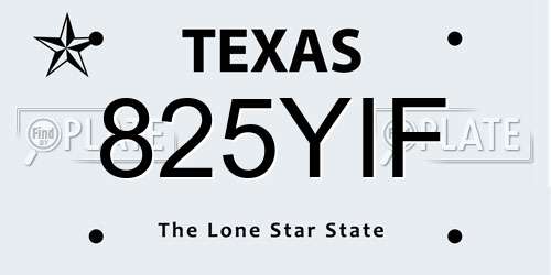 825YIF Texas License Plate