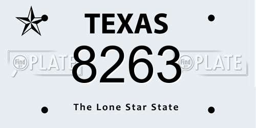 8263 Texas License Plate