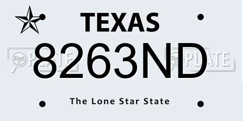 8263ND Texas License Plate