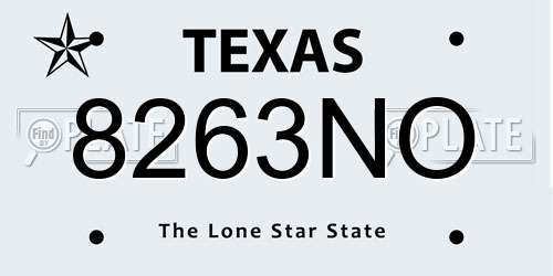 8263NO Texas License Plate