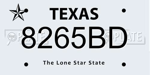8265BD Texas License Plate