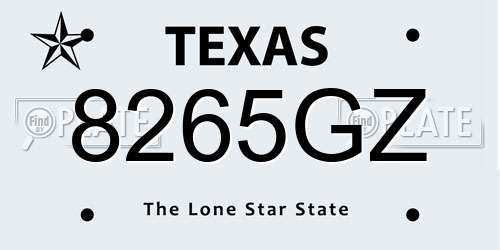 8265GZ Texas License Plate