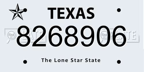 8268906 Texas License Plate