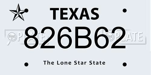 826B62 Texas License Plate