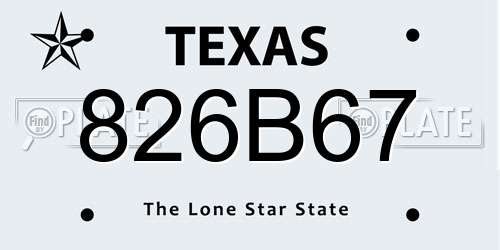 826B67 Texas License Plate
