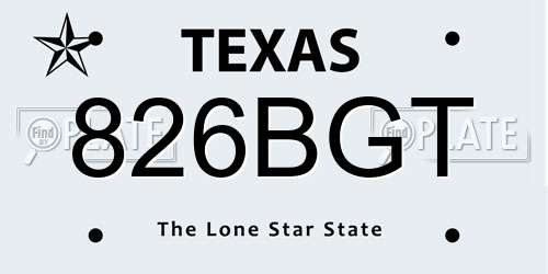 826BGT Texas License Plate