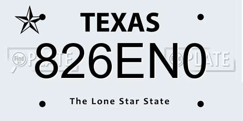 826EN0 Texas License Plate