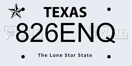 826ENQ Texas License Plate