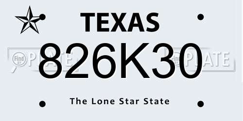 826K30 Texas License Plate