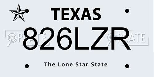 826LZR Texas License Plate