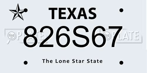 826S67 Texas License Plate