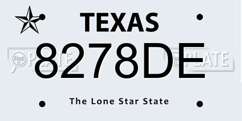 8278DE Texas License Plate