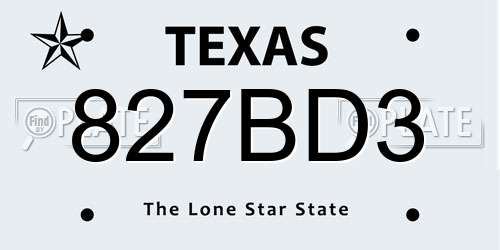 827BD3 Texas License Plate