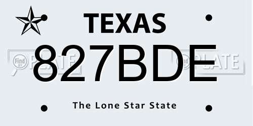 827BDE Texas License Plate