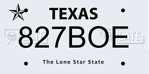 827BOE Texas License Plate