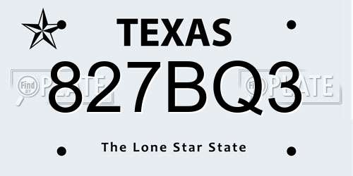 827BQ3 Texas License Plate