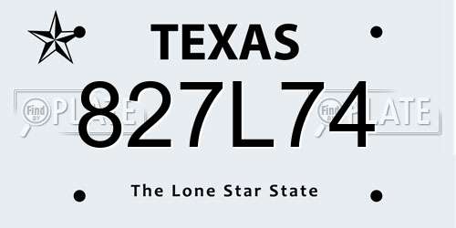 827L74 Texas License Plate