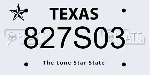 827S03 Texas License Plate