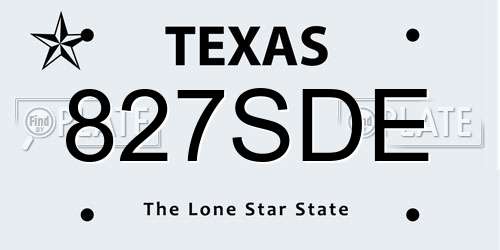 827SDE Texas License Plate