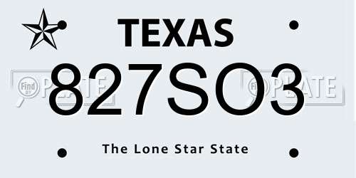 827SO3 Texas License Plate