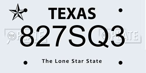 827SQ3 Texas License Plate
