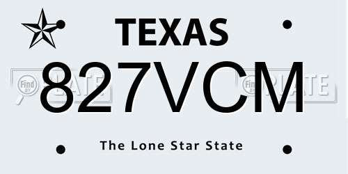 827VCM Texas License Plate