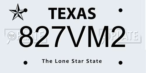 827VM2 Texas License Plate