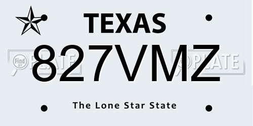 827VMZ Texas License Plate
