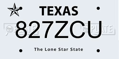 827ZCU Texas License Plate