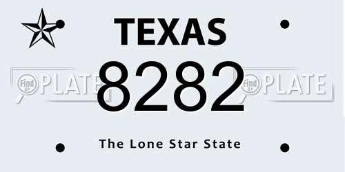 8282 Texas License Plate