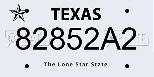 82852A2 Texas License Plate