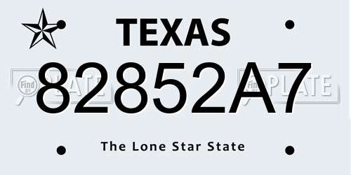 82852A7 Texas License Plate