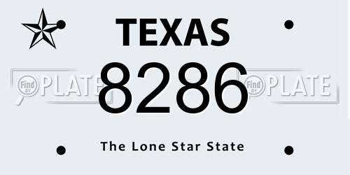 8286 Texas License Plate