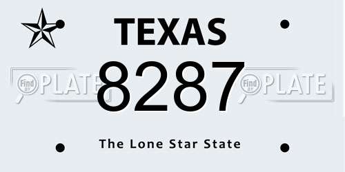 8287 Texas License Plate