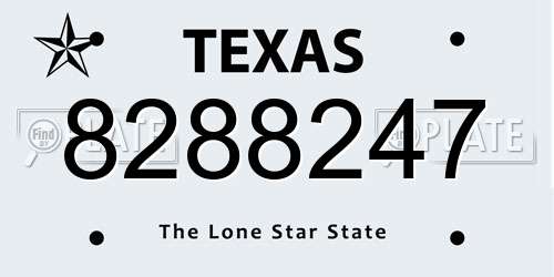 8288247 Texas License Plate