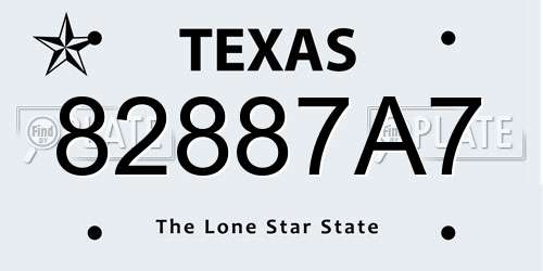 82887A7 Texas License Plate