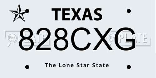 828CXG Texas License Plate