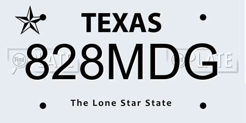 828MDG Texas License Plate