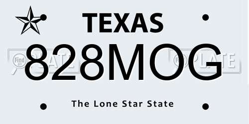 828MOG Texas License Plate