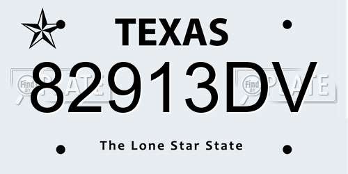 82913DV Texas License Plate