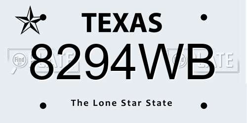 8294WB Texas License Plate