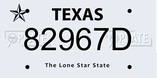 82967D Texas License Plate