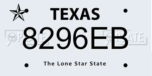 8296EB Texas License Plate