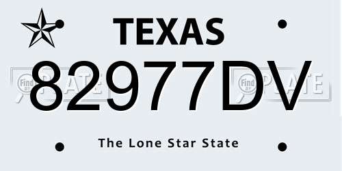 82977DV Texas License Plate