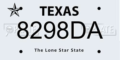 8298DA Texas License Plate
