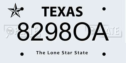 8298OA Texas License Plate