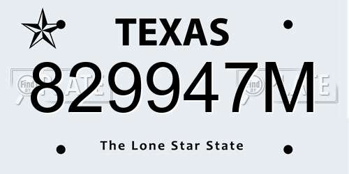 829947M Texas License Plate