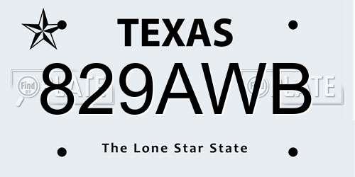 829AWB Texas License Plate