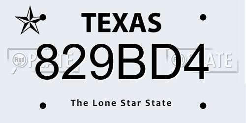 829BD4 Texas License Plate