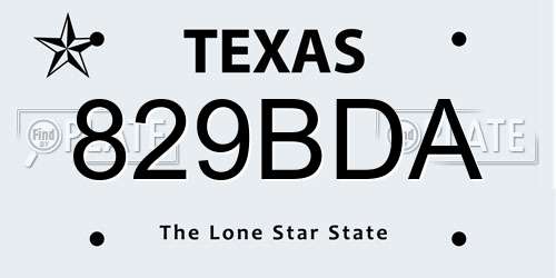 829BDA Texas License Plate